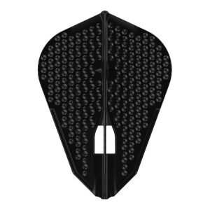 Black dart flight with a dotted texture, shown head-on from above.