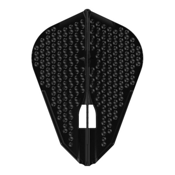 Black dart flight with a dotted texture, shown head-on from above.